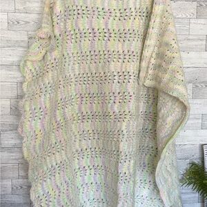 Pastel Crochet Knit Baby Blanket 36x39 (Handmade)